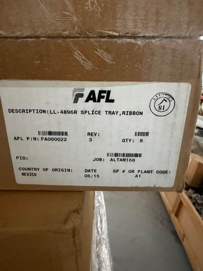 AFL - fa000022 - LL‐4896R Splice tray, ribbon, 24 mass fusion splices for 288 fibers